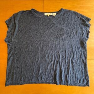 Inhabit M linen blend navy blue Lagenlook tank top blouse